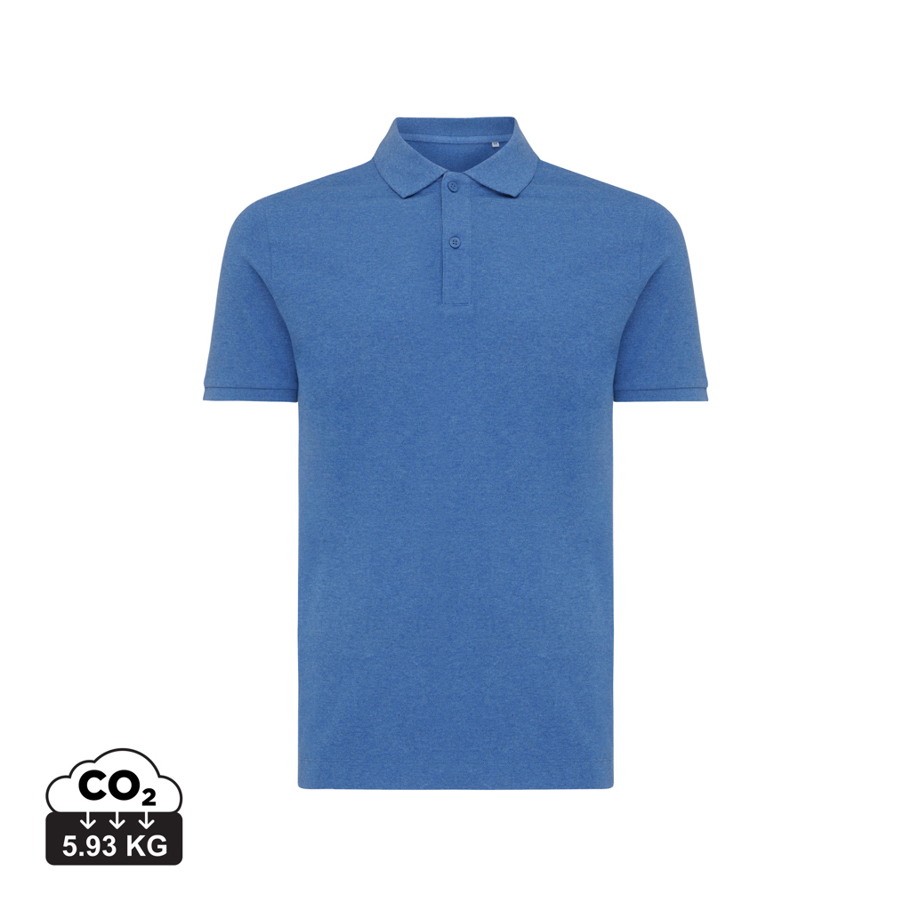 Polo publicitaire unisexe en coton recyclé 220g Iqoniq Yosemite heather blue